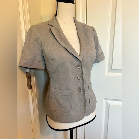 The Limited Tops - The limited grey button down vneck collared short sleeve dress shirt